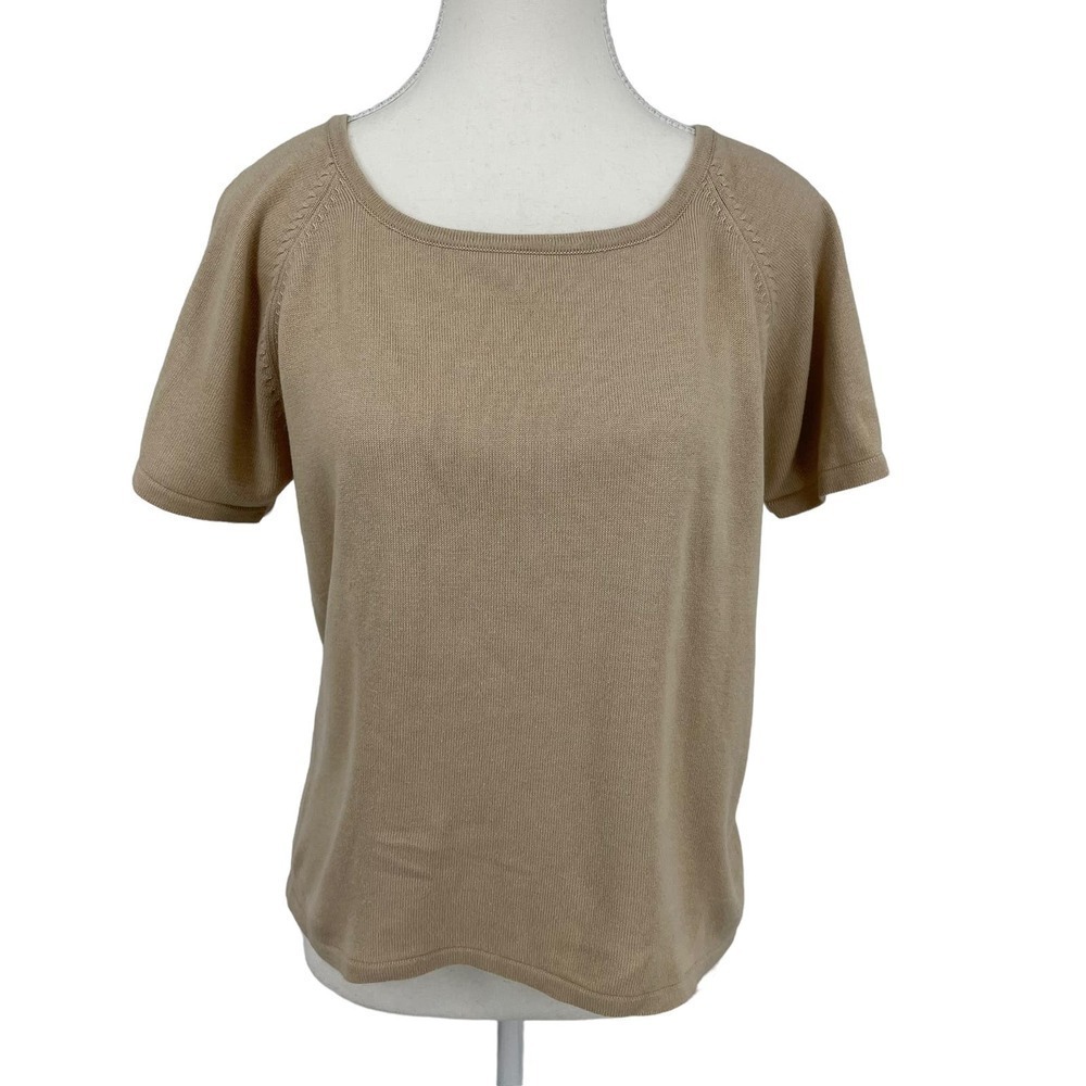 Vintage 90’s‎ Herman Geist Knit Top Round Neck Tan Beige Sweater Medium